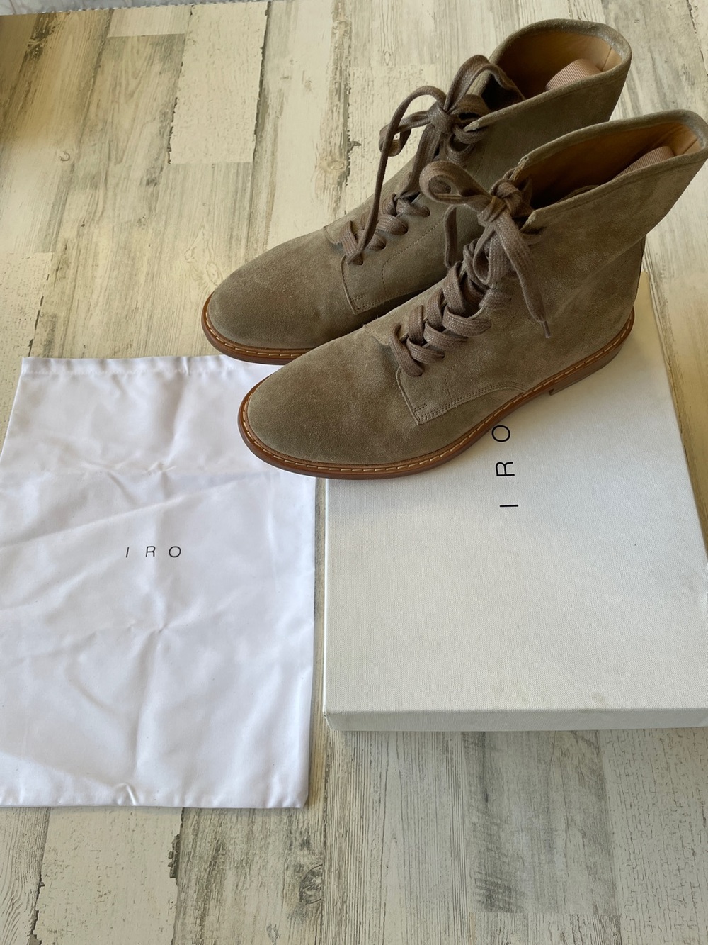 IRO Men's Taupe Suede Chukka Lace-Up Boots SZ 44